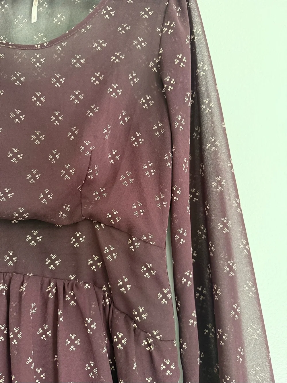 Long Sleeve Plum Floral Print Dress